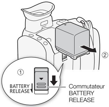 CANON LEGRIA HF G26 - Pour retirer la batterie d'alimentation - 1