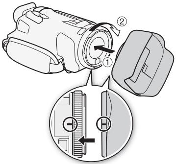 CANON LEGRIA HF G26 - Utilisation du pare-soleil et du bouchon d'objectif - 1