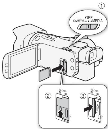 CANON LEGRIA HF G26 - Insertion et retrait d'une carte mémoire - 1
