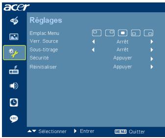 ACER X1210K - Réglage - 2