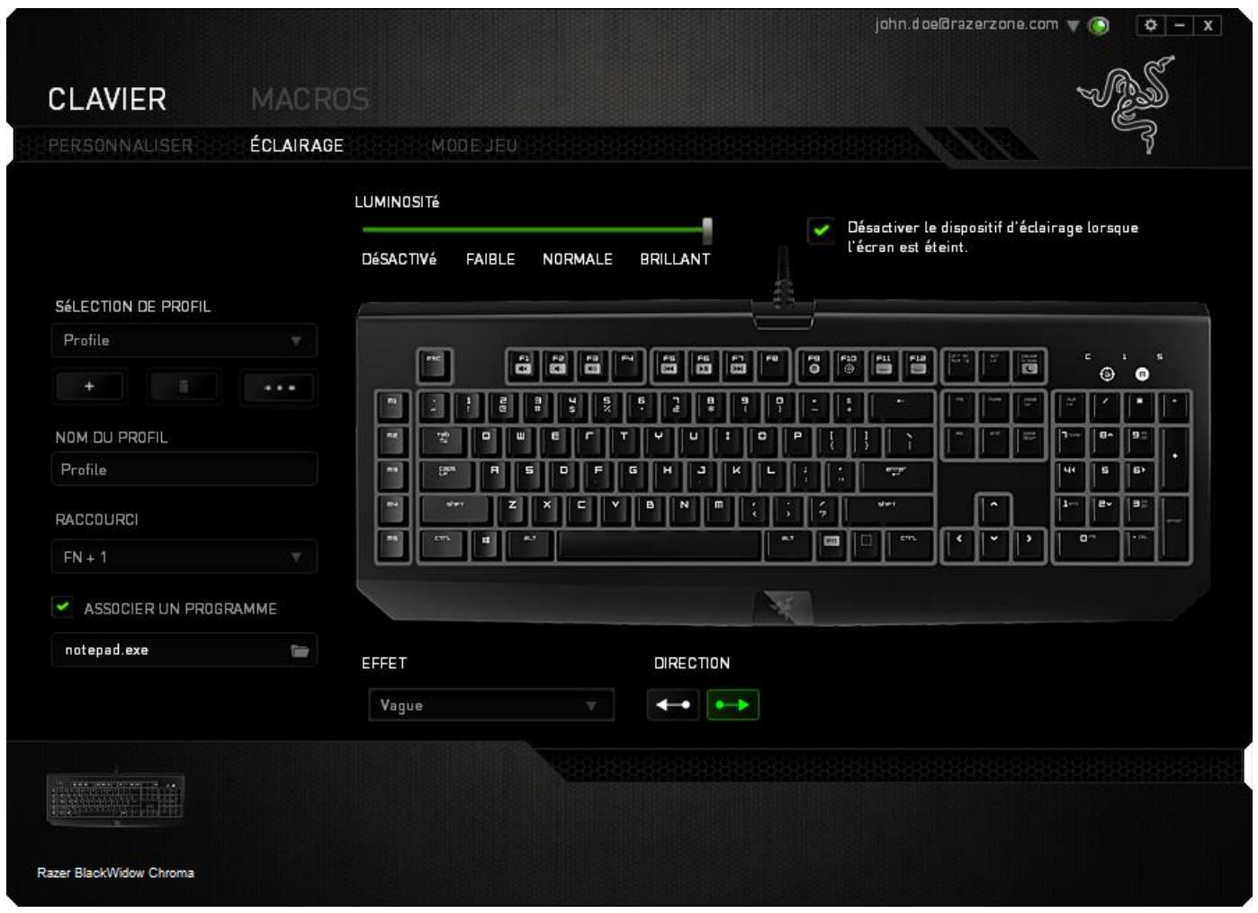 RAZER BLACKWINDOW CHROMA - Onglet éclairage - 1