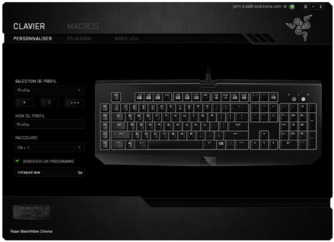 RAZER BLACKWINDOW CHROMA - ONGLET clavier - 1