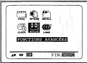 PROG OPTIONS INSTALL CLOCK 0.0 LANQ FONCTIONS AVANCES FIN: MENT