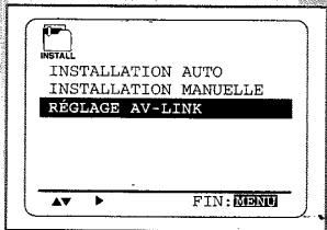 INSTALLATION AUTO INSTALLATION MANUELLE RÉGLAGE AV-LINK FIN: MENU