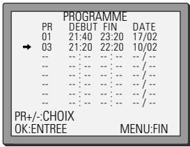 DAEWOO SV241S - Liste des programmes - modification ou effacement de programmes - 2