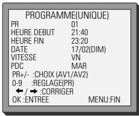 DAEWOO SV241S - Programmation normale d'un enregistrement - 4