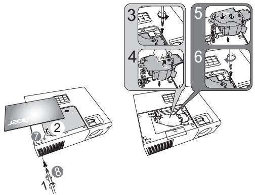 ACER P1340W - Remplacement de la lampe - 2