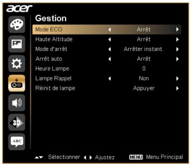 ACER P1340W - Gestion - 2