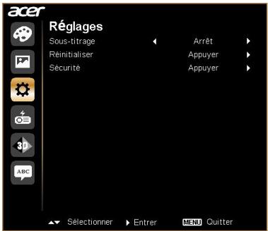 ACER P1340W - Réglage - 1
