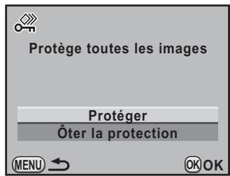 PENTAX K7+DA18-55WR+50-200 - Appuyez sur le bouton de navigation (▲) pour sélectionner [protégé] puis appuyez sur le bouton OK. - 1