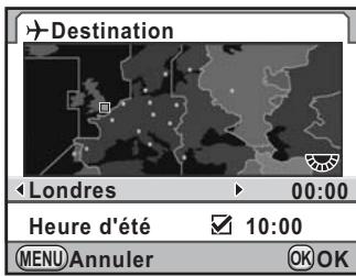 PENTAX K7+DA18-55WR+50-200 - Utilisez le bouton de navigation (▲▶) pour sélectionner une ville de destination. - 1