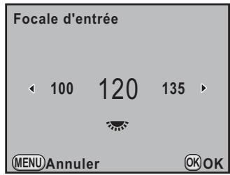 PENTAX K7+DA18-55WR+50-200 - Utilisez le bouton de navigation ( ) ou la molette arrête ( ) pour régler la focale. - 1