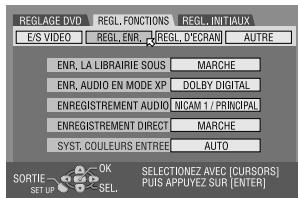 JVC DRM1 - Acceder à l'écran "REGL. ENR. - 1