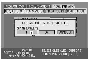 JVC DRM1 - Sélectionner la chaîne du récepteur satellite pour un test. - 1