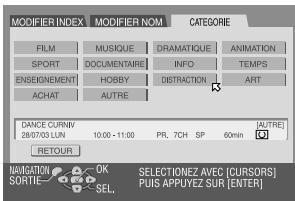 JVC DRM1 - Sélectionner une nouvelle catégorie. - 1