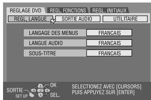 JVC DRM1 - Acceder à l'écran "REGL. language - 1