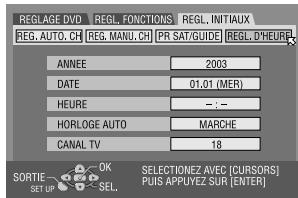 JVC DRM1 - Acceder à l'écran "REGL. d'heure". - 1