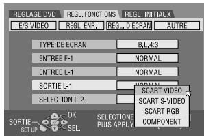 JVC DRM1 - Sélectionner les modes de sortie et d'entrée pour le connecteur l-1 in/out. - 1