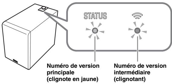 STATUS Numéro de version principale (clignote en jaune) Numéro de version intermédiaire (clignotant)