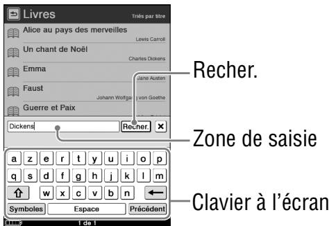 SONY LIVNU PRS600 SILVER - Dans le menu d'options, tapez sur « recherche » pour afficher le clavier. - 1