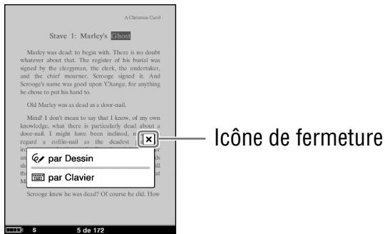 SONY LIVNU PRS600 SILVER - Dans la page du livre, tapez sur le signet ou sur le mot souligné de votre choix. - 1