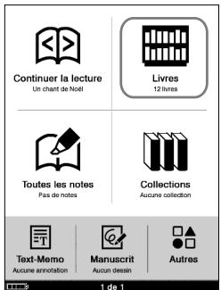 SONY LIVNU PRS600 SILVER - Dans le menu d'accueil, tapez sur (« livres »). - 1
