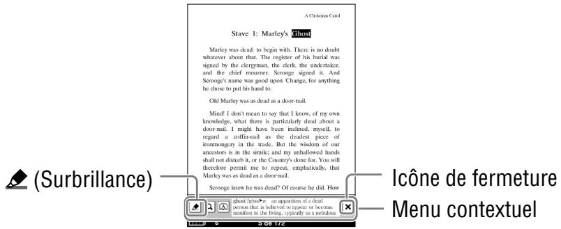 SONY LIVNU PRS600 SILVER - Dans la page du livre, tapez deux fois sur le mot de votre choix, puis tapez sur (surbrillance). - 1