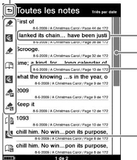 SONY LIVNU PRS600 SILVER - Dans le menu d'accueil, tapez sur (« toutes les notes »). - 1
