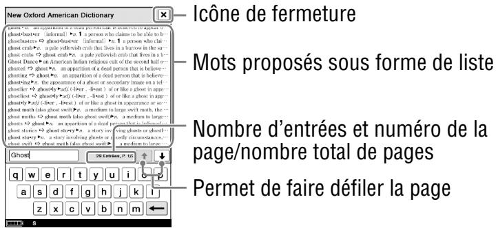 SONY LIVNU PRS600 SILVER - Dans l'écran de visualisation du dictionnaire, tapez sur (clavier) - 1