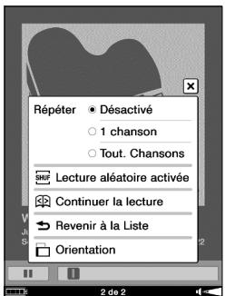 SONY LIVNU PRS600 SILVER - Menu d'options de l'écran de lecture - 1