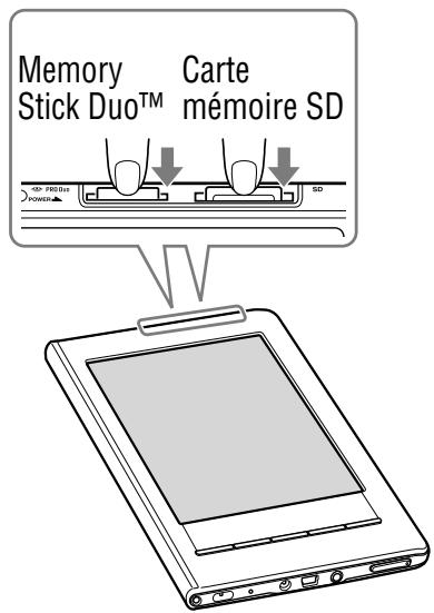 SONY LIVNU PRS600 SILVER - Appliquez une légère pression sur la carte mémoire. - 1