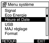 OLYMPUS DS2400 - Appuyez sur la touche + ou = sur l'écran [menu système], puis sélectionnez [heure et date]. - 1