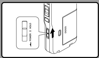 OLYMPUS DS2400 - Glissez le commutateur power/hold en position HOLD. - 1