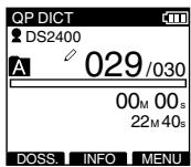 OLYMPUS DS2400 - Sélectionnez le fichier dont vous souhaitez afficher les informations. - 1