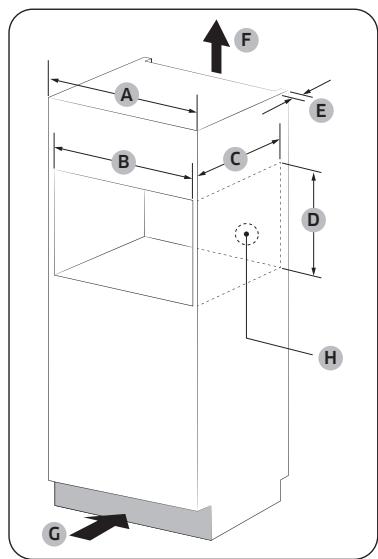 SAMSUNG NQ5B6753CAEB - Vereiste afmetingen voor de installmentie (Dit product is bestemd voor inbouwproducten.) - 5