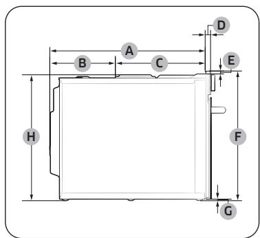 SAMSUNG NQ5B6753CAEB - Asennukseen tarvittavat mitat (Tämä tuote on tarkoitettu sisäänrakennettaviin tuotteisiin.) - 3