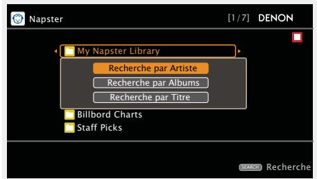 DENON AVR-2312 - Saisie d'un caractère de recherche pour couvrir la plage à écouter - 1