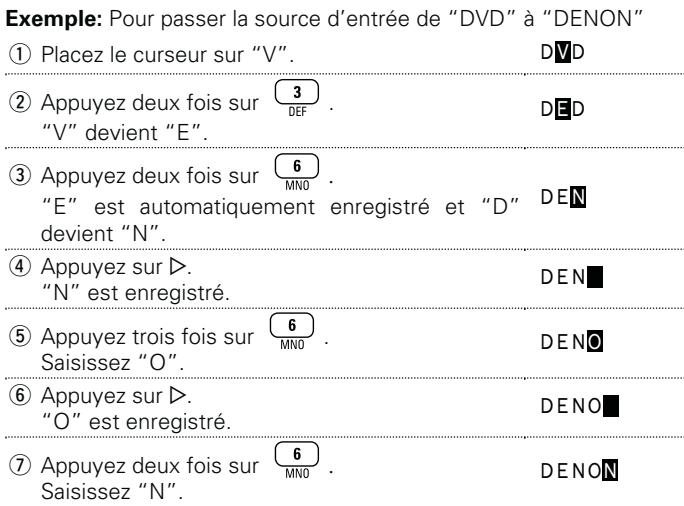 DENON AVR-2312 - Recommencez l'étape 3 pour changer le nom, puis appuyez sur ENTER pour l'enregistrer. - 1