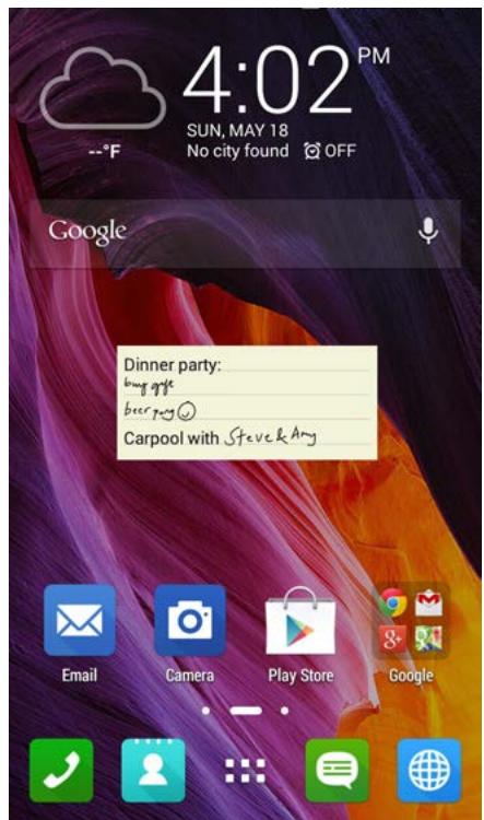 ASUS ZENFONE2 ZESOORL 86 - Creating a sticky note - 1