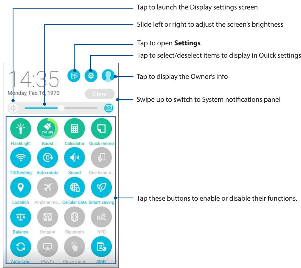 ASUS ZENFONE2 ZESOORL 86 - Quick settings - 1