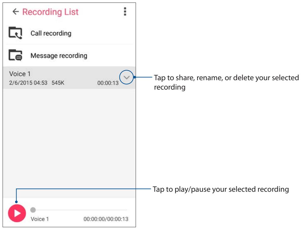ASUS ZENFONE2 ZESOORL 86 - Recording List - 1