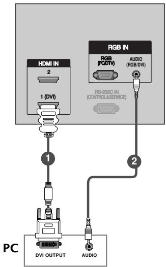 LG-GOLDSTAR 37LC2R - Raccordement avec un cable HDMI à DVI - 1