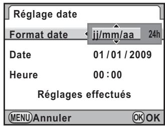 PENTAX KX+KC+18-55 - Utilisez le bouton de navigation (▲▼) pour choisir le format de date. - 1
