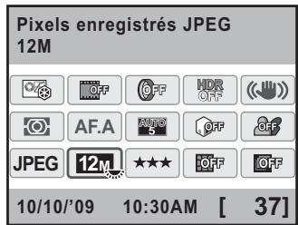 PENTAX KX+KC+18-55 - Utilisez le bouton de navigation (▲▼◀▶) pour sélectionner [Pixels enregistrés JPEG] puis appuyez sur le bouton OK. - 1