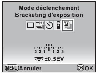 PENTAX KX+KC+18-55 - Sélectionnez (Bracketing d'exposition) à l'aide du bouton de navigation (◀▶). - 1