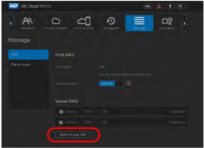 WESTERN DIGITAL MY CLOUD MIRROR 2 - Modification du mode RAID - 1