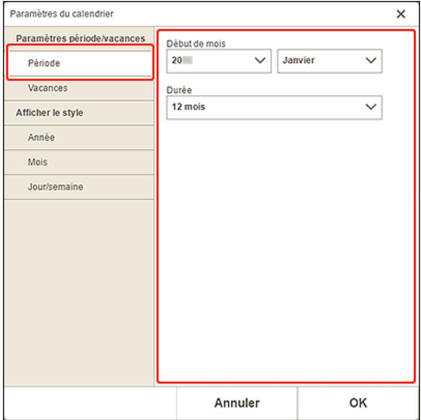 CANON Easy-PhotoPrint Editor - A : paramètres période/vacances - 1