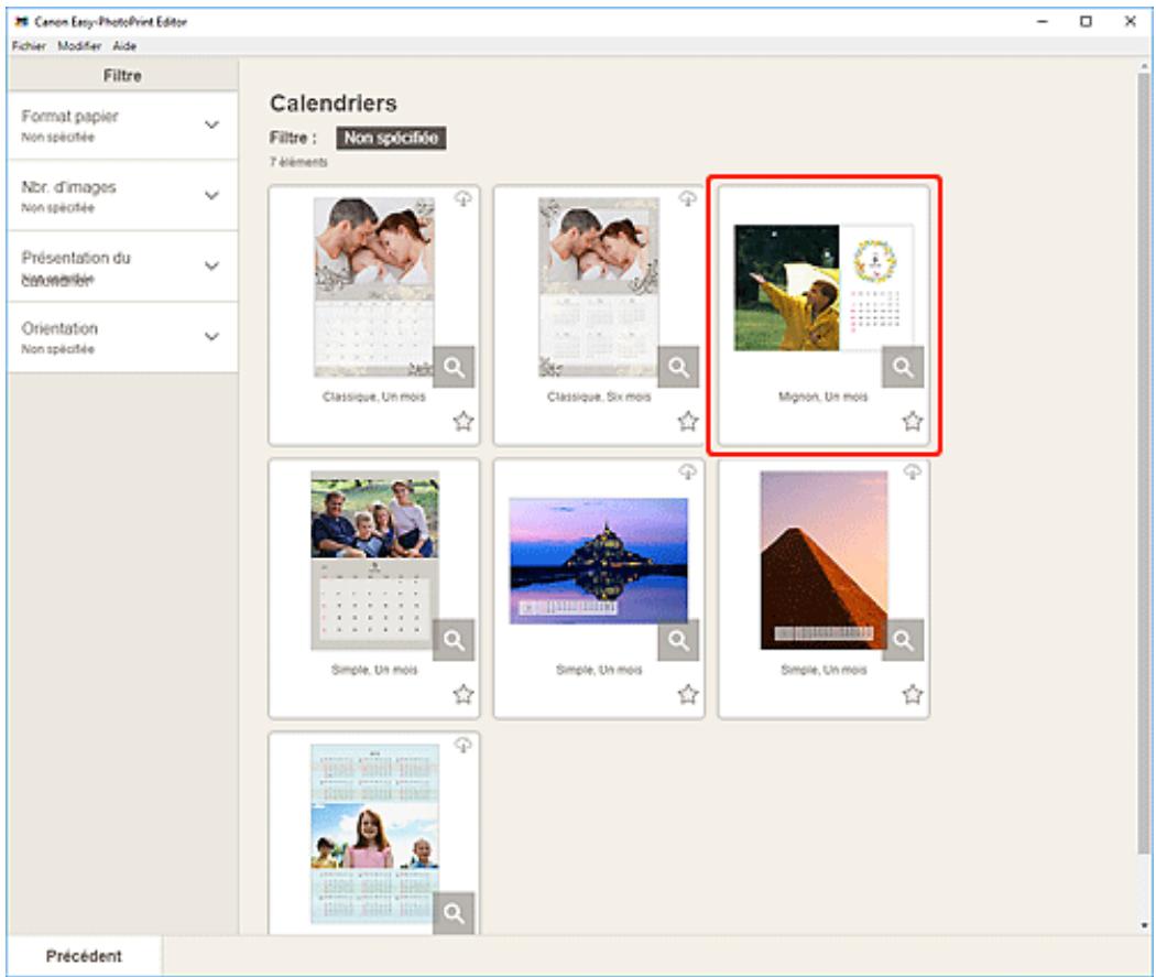 CANON Easy-PhotoPrint Editor - Sélectionnez le modèle que vous souhaitez utiliser. - 1