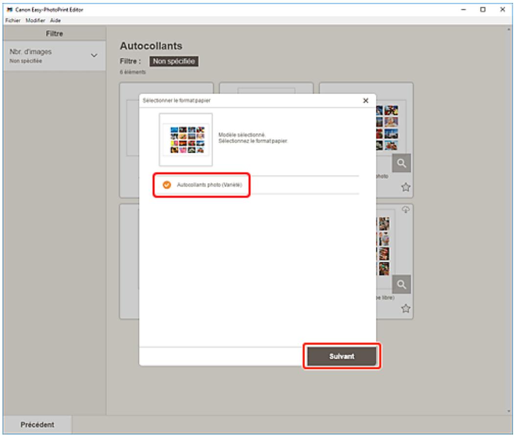 CANON Easy-PhotoPrint Editor - Sélectionnez le modèle que vous souhaitez utiliser. - 2