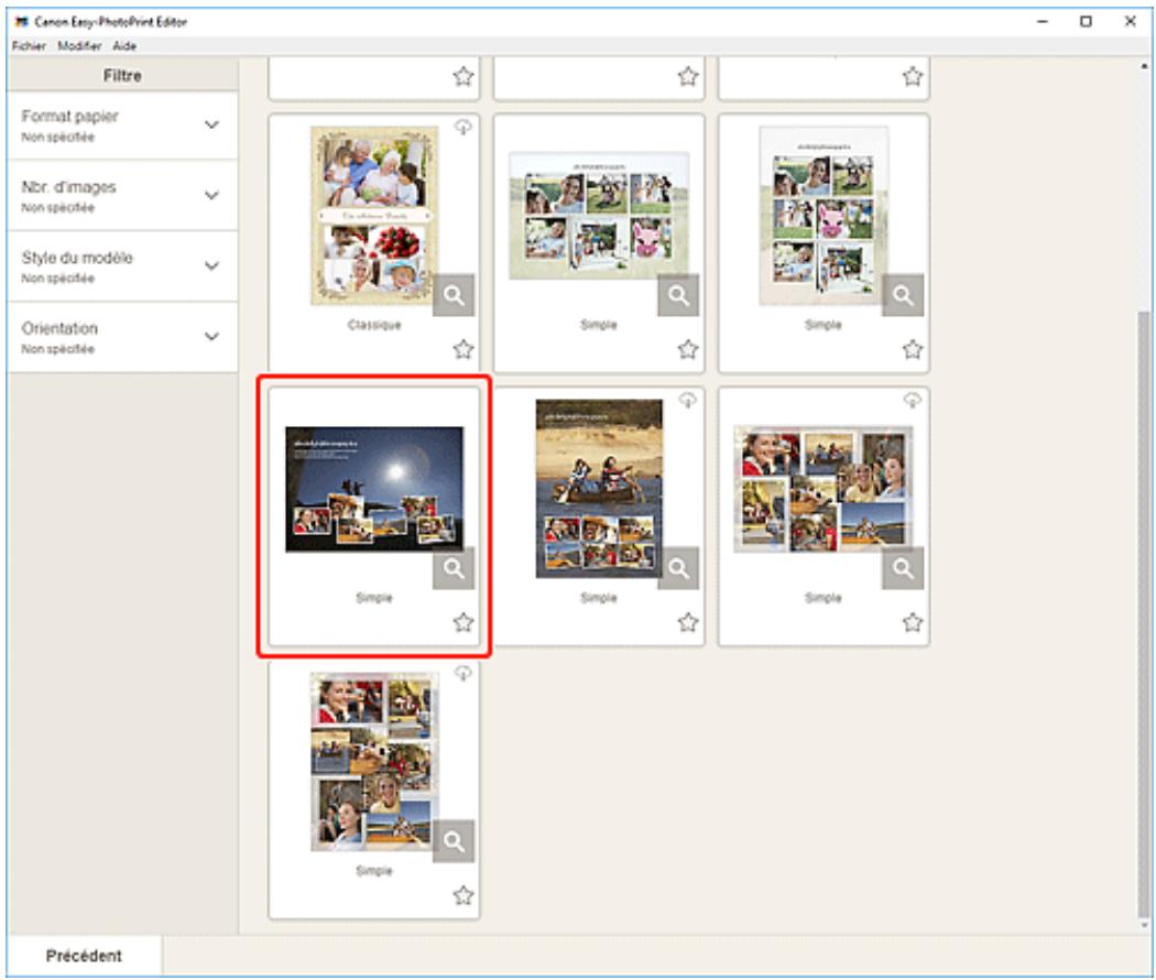 CANON Easy-PhotoPrint Editor - Sélectionnez le modèle que vous souhaitez utiliser. - 1